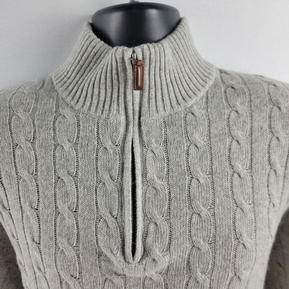 J.Crew 1/4 zip sweater mens gray wool pullover L 3362 - Picture 3 of 8